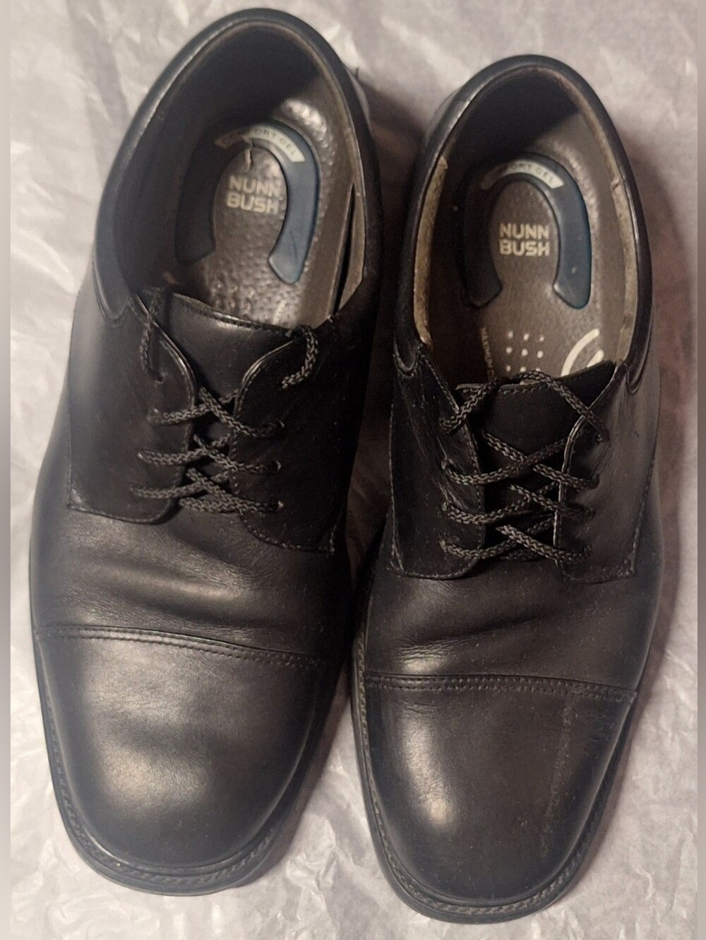 Nunn Bush Men’s Black Leather Lace-Up Dress Shoes